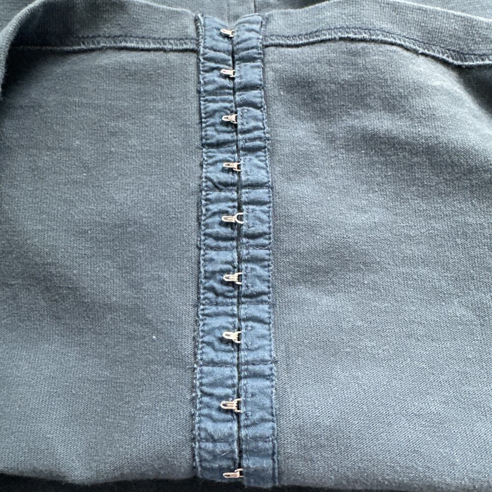 Vintage LL Bean Grandmacore Cottage Core Teal Cotton Cardigan Y2K Hook&Eye Med - Picture 5 of 13